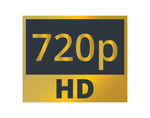 Golden  720p HD resolution symbol. 
