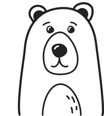 Cute cartoon funny smiling character of bear.  Baby animal collection. Childish print for nursery, kids apparel, poster, postcard. 