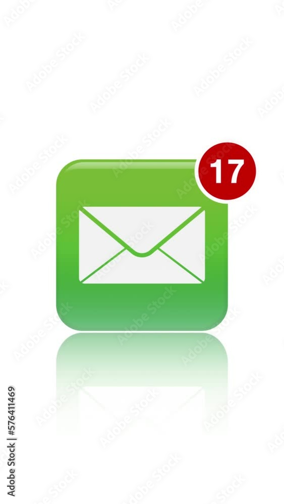 Poster vertical video animation of news app icon with notifications on white background. motion background.