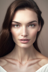 Obraz premium Portrait of a young & beautiful woman AI generated art