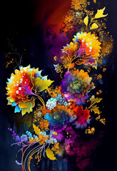 Obraz na płótnie Canvas Abstract Flowers Full Color created with Generative AI Technology