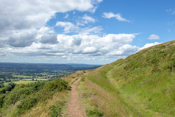 Fototapeta na wymiar Hiking trails along the Malvern hills of England.
