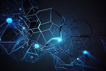 Fototapeta premium background Abstract blue glowing waves, generative ai