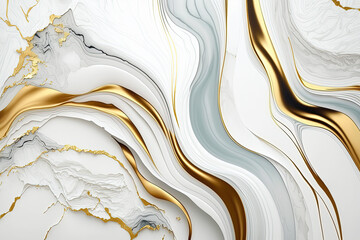 White and gold marble background. Luxury marble stone texture. Wedding invitation backdrop. Ai generated
