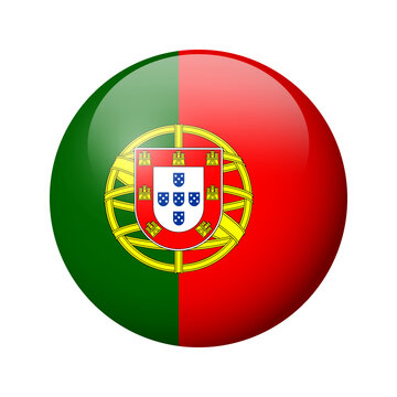 Portugal flag - glossy circle badge. Vector icon.
