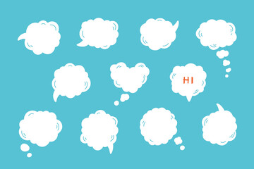 Speech Bubbles Set. White Thought Bubble Collection. Doodle Talk clouds. Vector illustration.