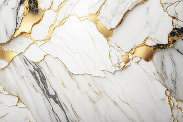 Fototapeta premium White and gold marble background. Wedding invitation, card backdrop, banner. Ai generated