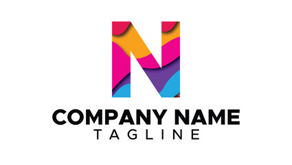 N Letter Logo, Artsy Style, Pixel Logo, Creative Logo, Mosaic Style Logo, Colorful Logo ,vector ,minimal, unique, template, monogram, modern, adorable, brand, logotype, business, company, branding