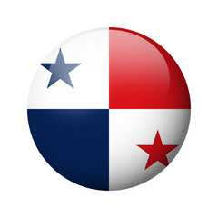 Panama flag - glossy circle badge. Vector icon.