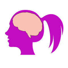 A woman's head is a silhouette and her brain a silhouette. 