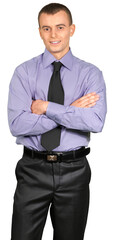 Handsome Businessman Standing with Arms folded - Isolated