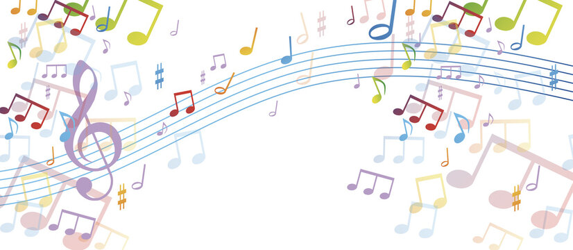 note musicali su sfondo nero, concetto di musica, concerto	, png, trasparente