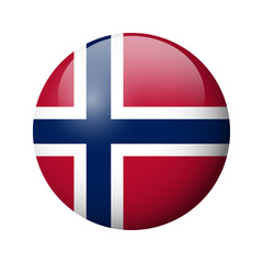 Norway flag - glossy circle badge. Vector icon.