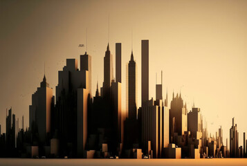 Obraz premium city skyline at sunset illustration. Generative AI