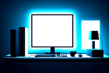computer monitor with screen. Generative ai