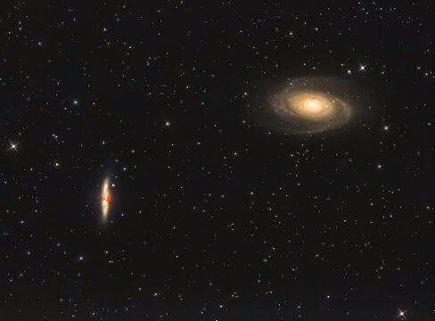 Objet stellaire Messier 81 et Messier 82, galaxie spirale et galaxie du cigare