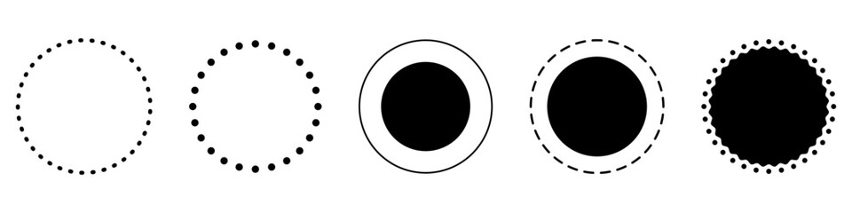 Icon set of decorative circle design element. Flat vector illustration