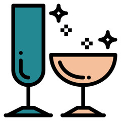 wine glass filled outline icon style