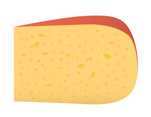 Tasty piece of cheese. Yellow triangle chunk, dairy production vector cartoon illustration