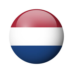 Netherlands flag - glossy circle badge. Vector icon.