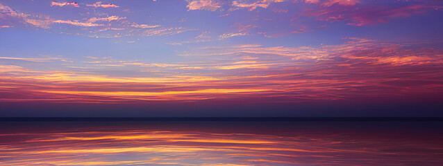 sunset in the evening, evening sky with blue, withe and orange clouds