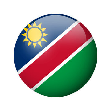 Namibia flag - glossy circle badge. Vector icon.