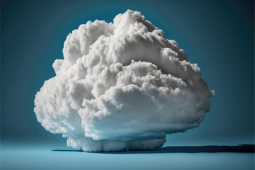 3d rendering of white fluffy cloud with shadow on blue background