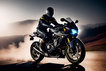 Obraz na płótnie Canvas biker on the motorcycle. Generative ai.