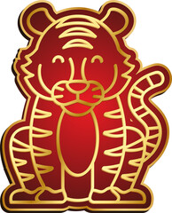 Transparent Red Gold Animal Badge