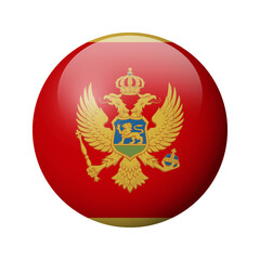 Montenegro flag - glossy circle badge. Vector icon.