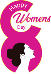 Women's day Greeting with text 8th March International women's day