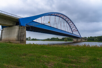 Obraz premium New Elbe bridge on the B191 federal road near Dömitz