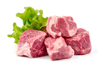 Raw pork sh?ulder steaks, isolated on white background. High resolution image.