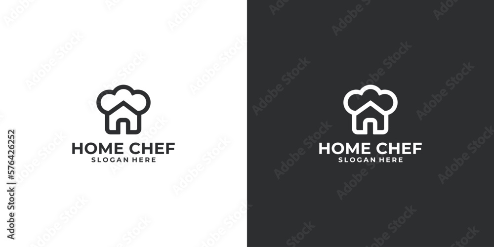 Sticker template home restaurant food chef hat kitchen restaurant cafe logo hipster vintage vector icon