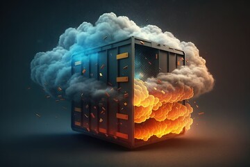 Concept of data loss: Cloud storage is on fire