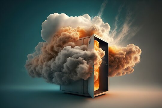 Concept of data loss: Cloud storage is on fire