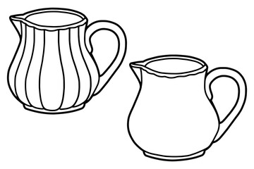 Coloring page. Milk jug. Black line. Hand drawing picture.