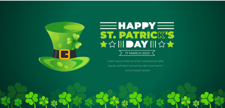 Happy St. Patrick's Day background with shamrock clover leaf. saint Patrick's day festival background. Clover shamrock leaf  vector template for 17 march St Patrick's Day event celebration.