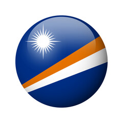 Obraz premium Marshall Islands flag - glossy circle badge. Vector icon.