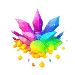 Obraz na płótnie Canvas Multicolored, iridescent faceted crystals. Generative AI.