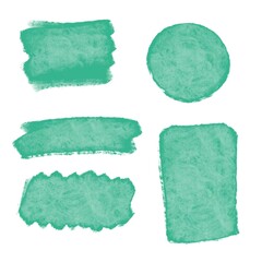 abstract turquoise watercolour stain illustration. Aquarelle background spot isolated set