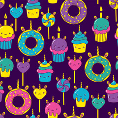Vector pattern with cute sweets