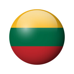 Lithuania flag - glossy circle badge. Vector icon. - obrazy, fototapety, plakaty