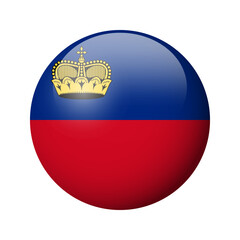Obraz premium Liechtenstein flag - glossy circle badge. Vector icon.