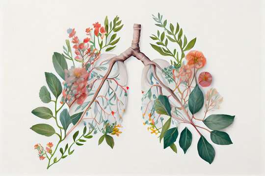 Menschliche Lunge aus grünen Planzen, Konzept zur Rettung der Erde und der Umwelt - Generative Ai