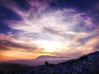 Naklejka premium sunset in Chefchaouen, Morocco