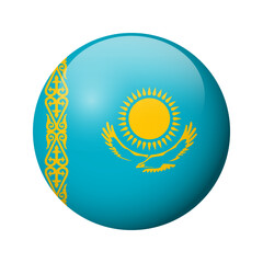 Kazakhstan flag - glossy circle badge. Vector icon.