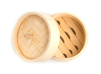 Bamboo steamer on a white background