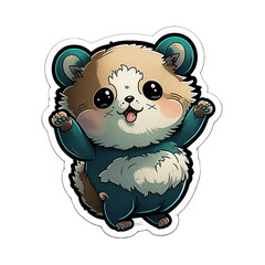 Obraz premium Featuring charming depictions of beloved animals in a unique and playful Chibi style Sticker. GENERATED AI.