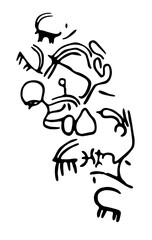 Vector illustration of rock paintings of people and cattle. Prehistoric rock petroglyphs discovered on the territory of Armenia